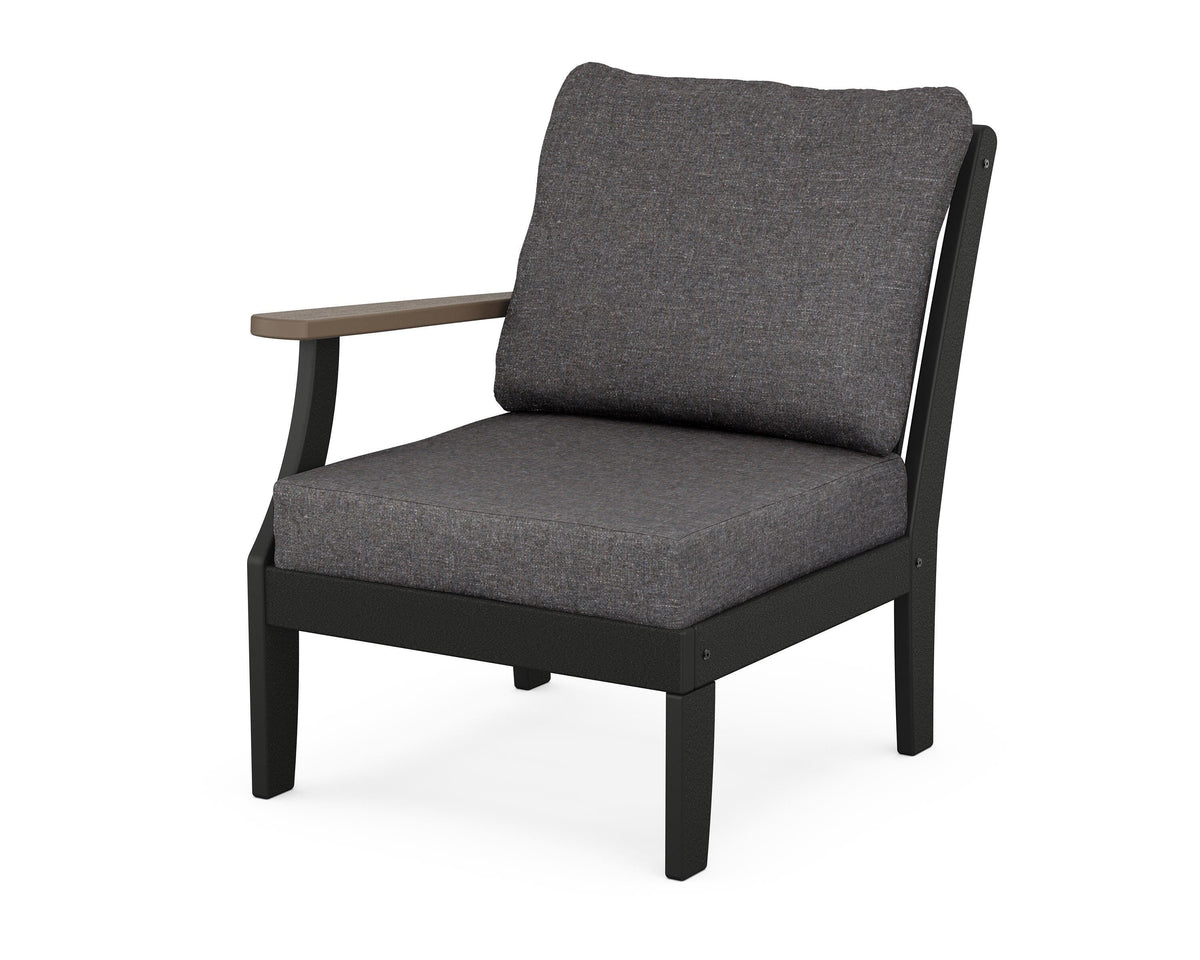 POLYWOOD Braxton Modular Left Arm Chair in Black / Kona / Ash Charcoal