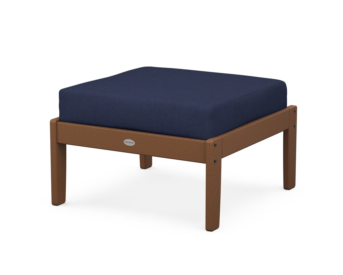 POLYWOOD Braxton Deep Seating Ottoman in Teak / Spectrum Indigo