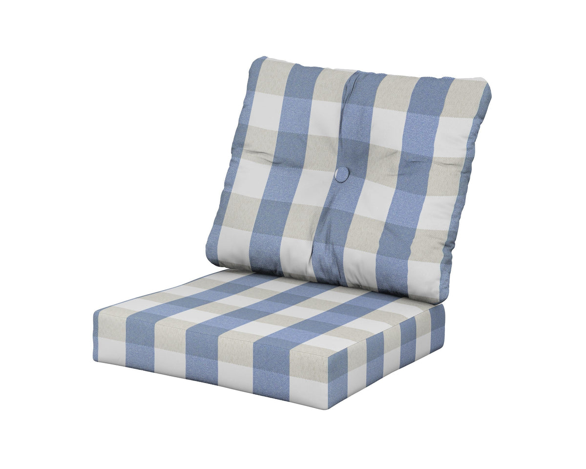 POLYWOOD Prescott Seat/Back Cushions in Buffalo Plaid Sky Blue