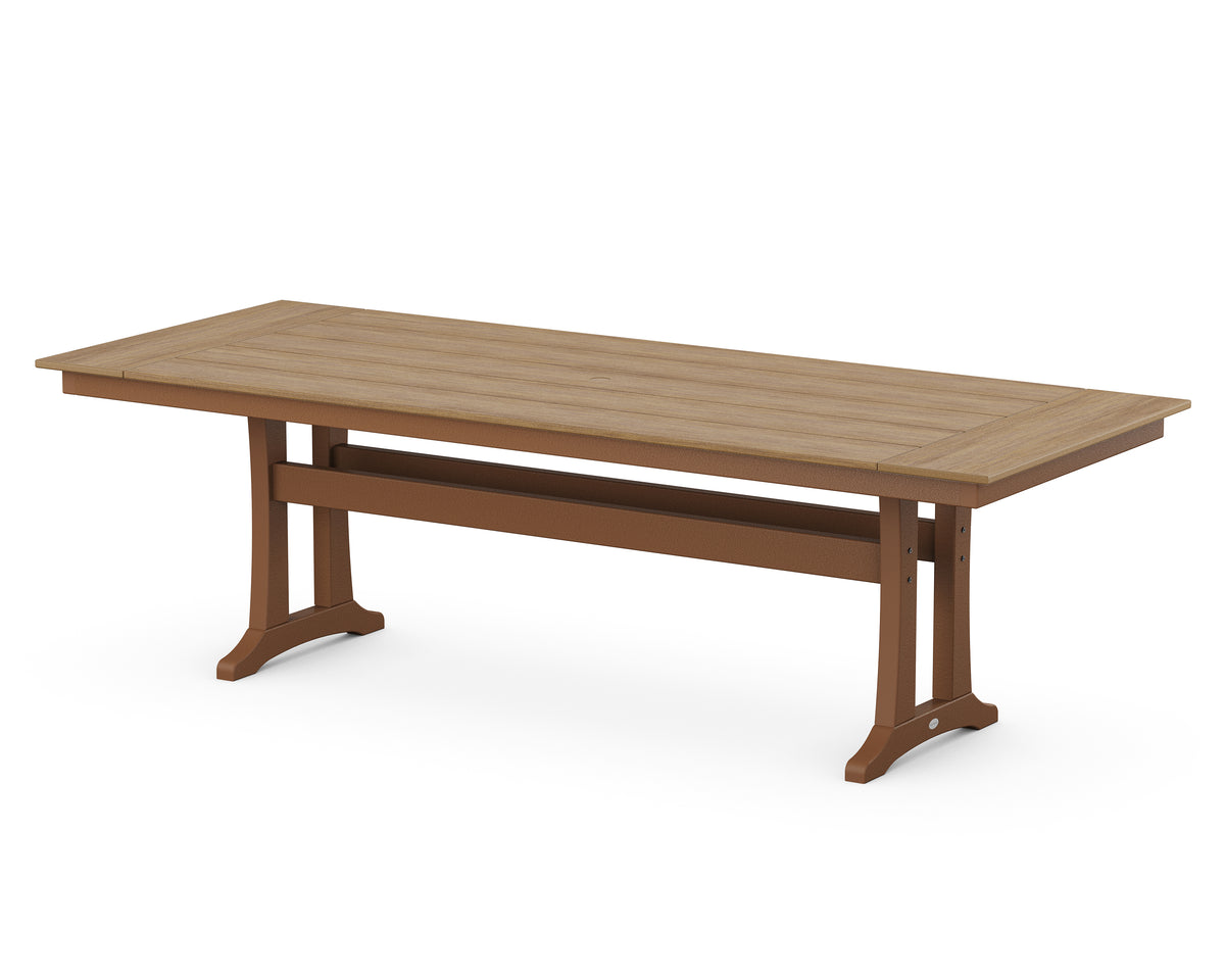 POLYWOOD Farmhouse Trestle 38" x 96" Dining Table in Teak / Natural