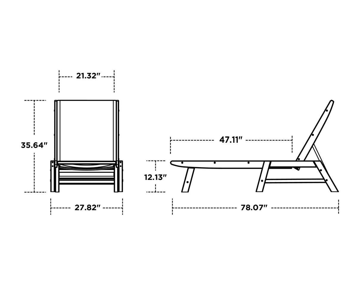POLYWOOD Coastal Woven Chaise dimensions