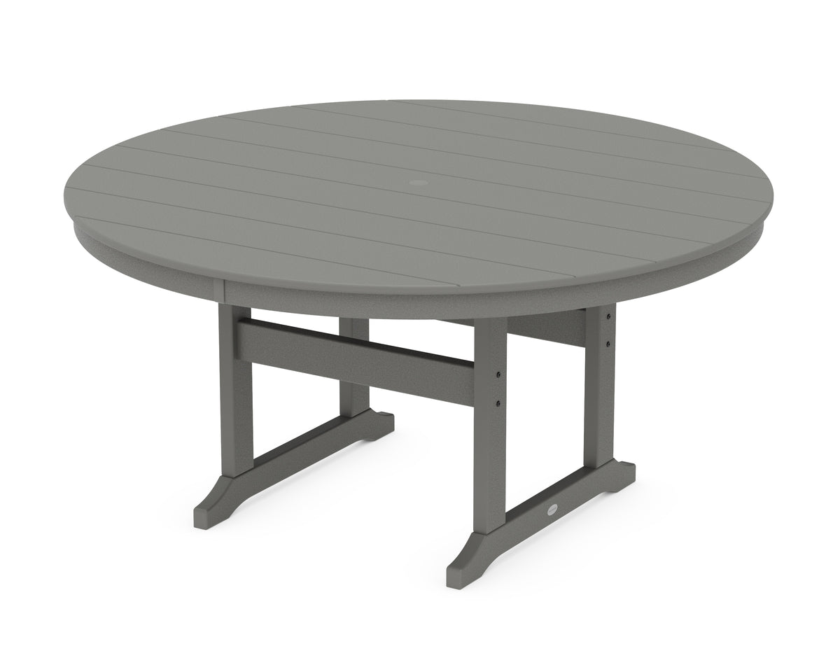 POLYWOOD 60" Round Farmhouse Dining Table in Slate Grey