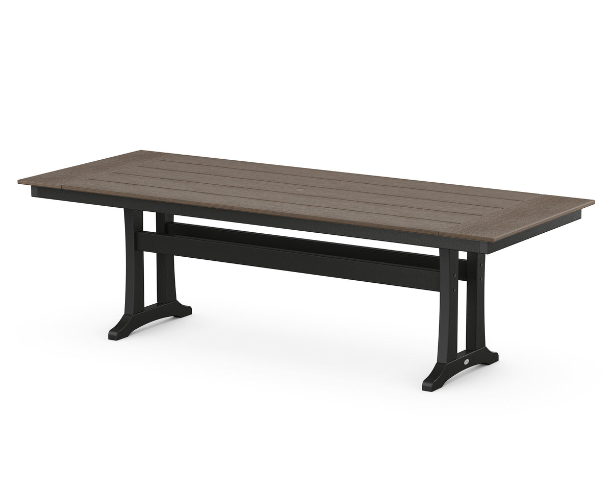 POLYWOOD Farmhouse Trestle 38" x 96" Dining Table in Black / Kona
