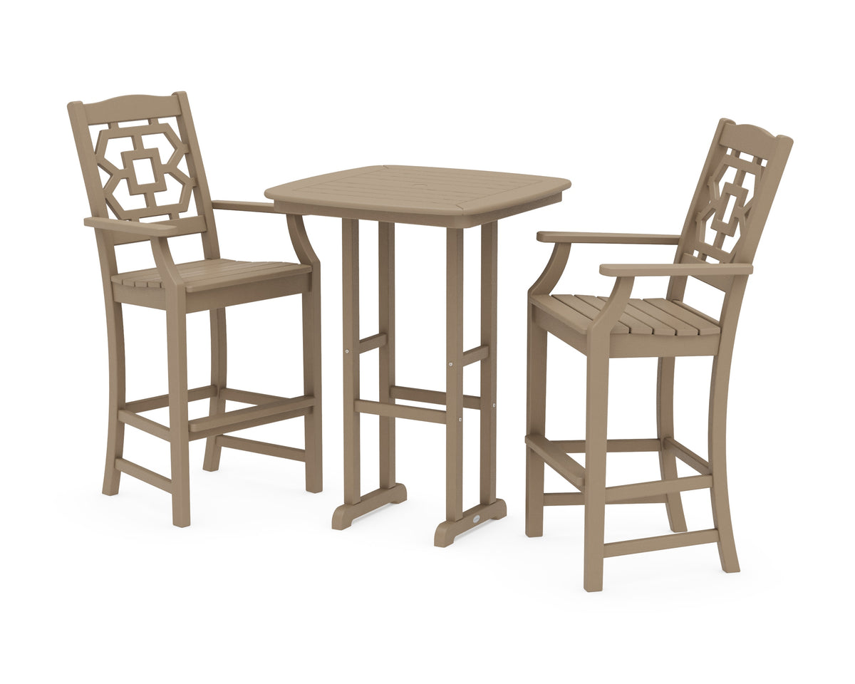 POLYWOOD Chinoiserie 3-Piece Bar Set in Vintage Sahara