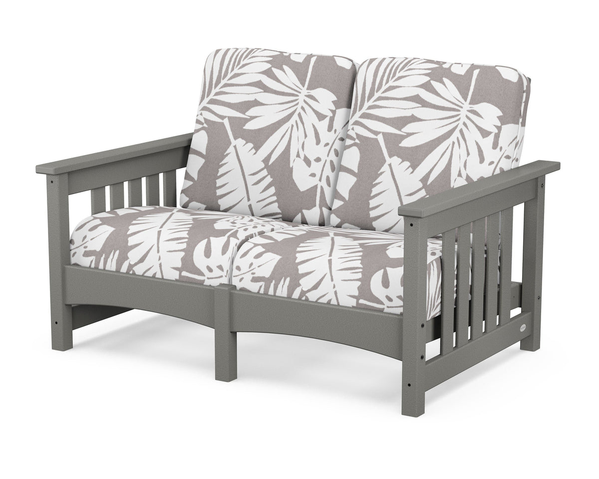 POLYWOOD Club Mission Loveseat in Slate Grey / Leaf Grey Mist