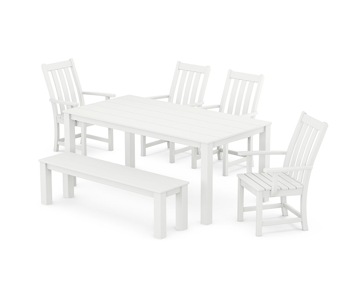 POLYWOOD Vineyard 6-Piece Parsons Dining Set with Bench in White