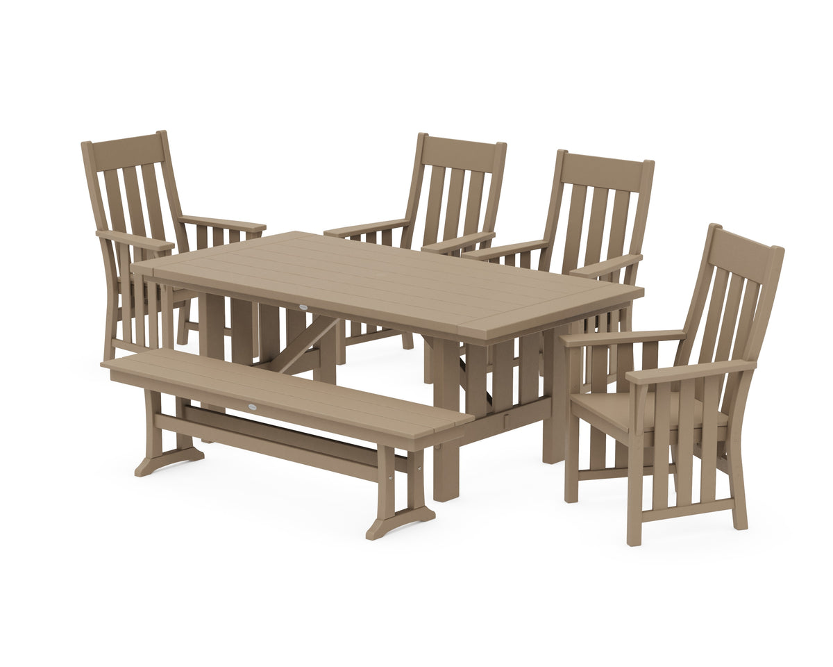 POLYWOOD Acadia 6-Piece Dining Set with Bench in Vintage Sahara