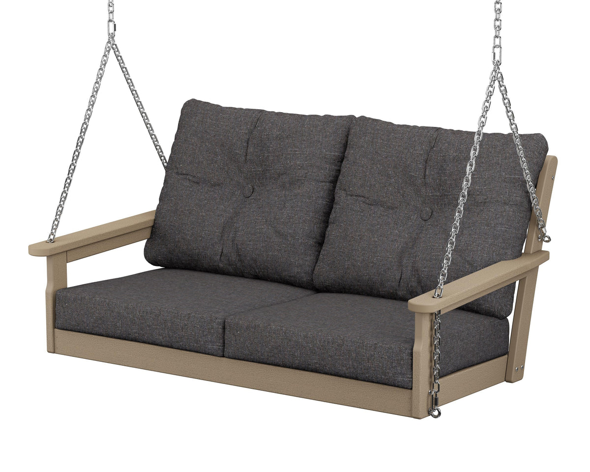POLYWOOD Vineyard Deep Seating Swing in Vintage Sahara / Ash Charcoal