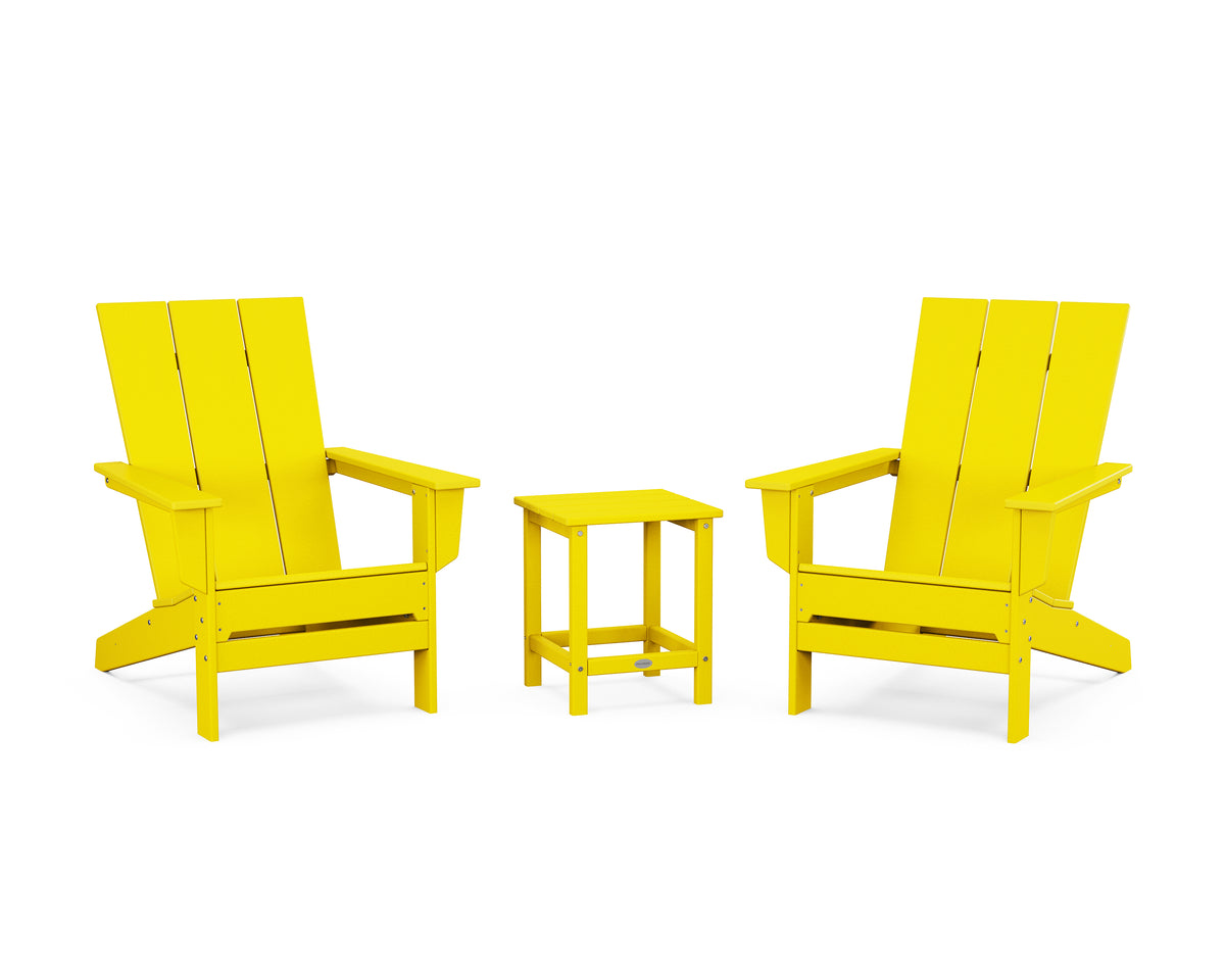 POLYWOOD 3-Piece Modern Studio Adirondack Set in Lemon
