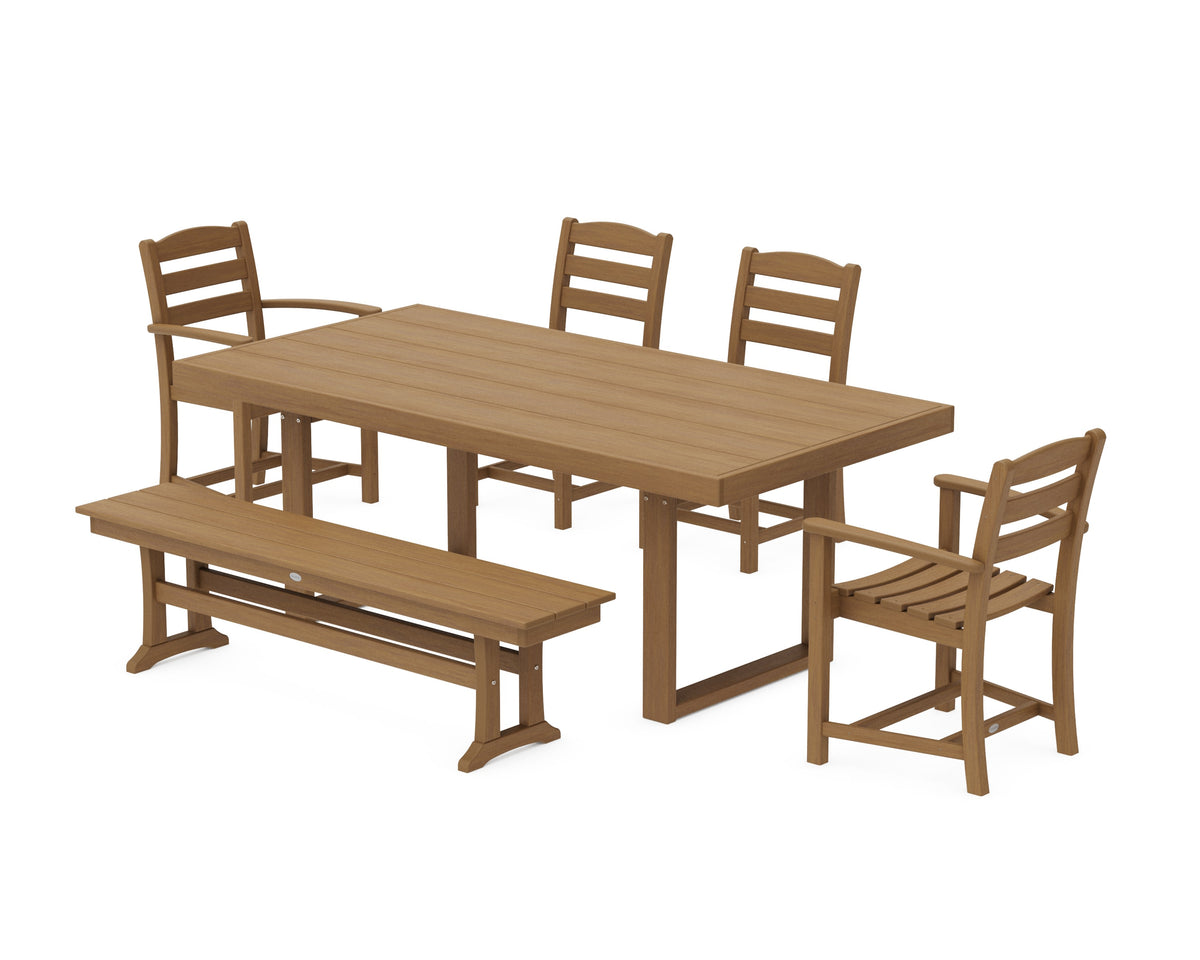 POLYWOOD La Casa Café 6-Piece Dining Set with Bench - 39" x 78" Table in Natural