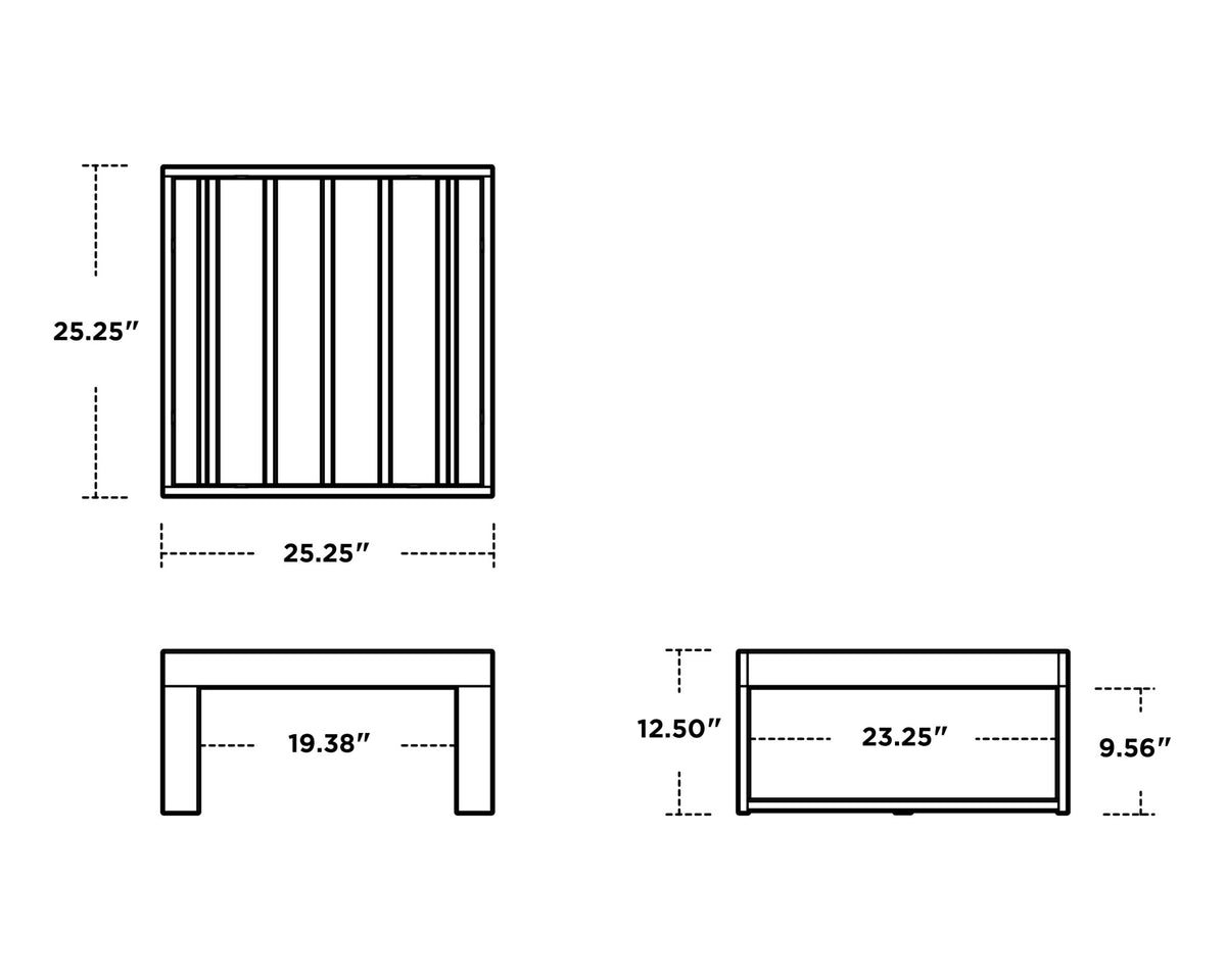 POLYWOOD Modular Ottoman - Modern dimensions