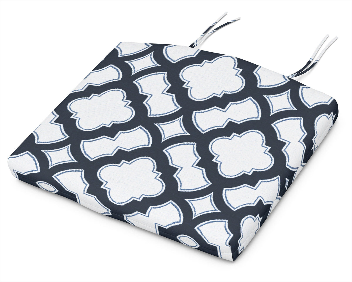 POLYWOOD Standard Seat Cushion 18.5"D x 24"W x 2.5"H in Trellis Marine Indigo