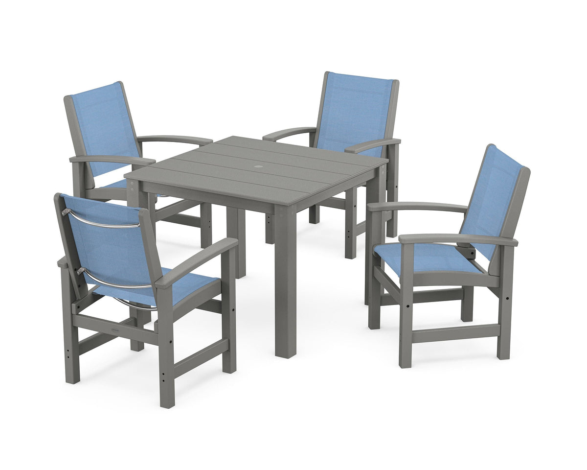 POLYWOOD Coastal 5-Piece Parsons Dining Set in Slate Grey / Poolside