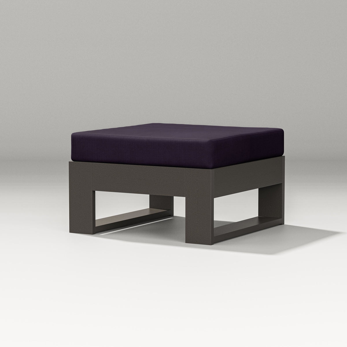 POLYWOOD Latitude Lounge Ottoman in Vintage Coffee / Navy Linen