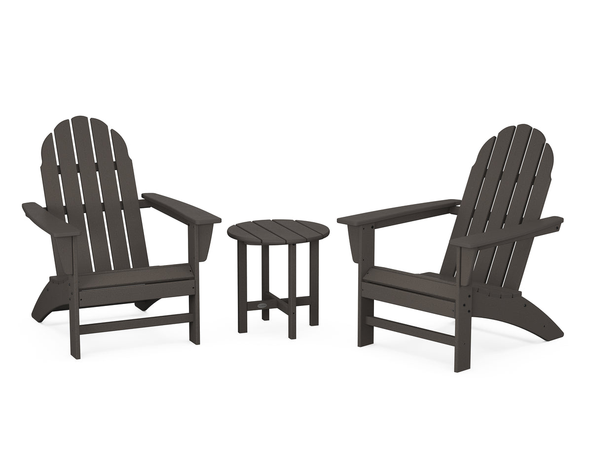 POLYWOOD Vineyard 3-Piece Adirondack Set in Vintage Coffee
