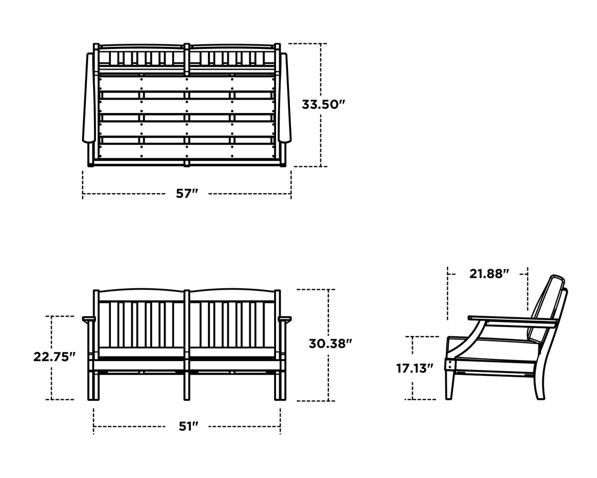 POLYWOOD Estate Loveseat dimensions