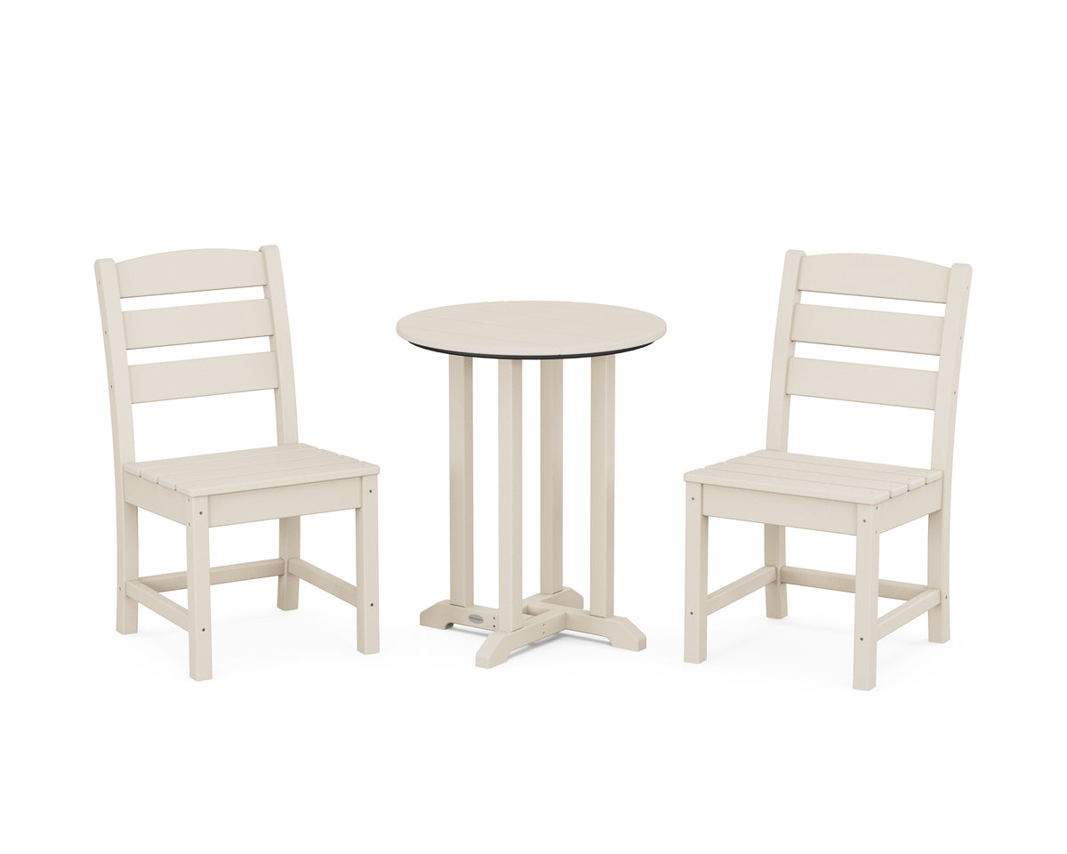 POLYWOOD Lakeside Side Chair 3-Piece Round Bistro Dining Set in Sand
