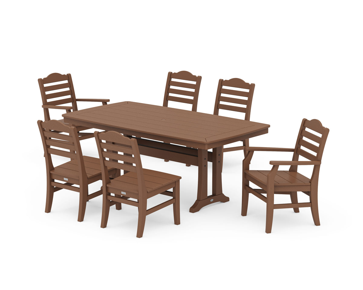 POLYWOOD Savannah 7-Piece Dining Set with Trestle Legs in Teak