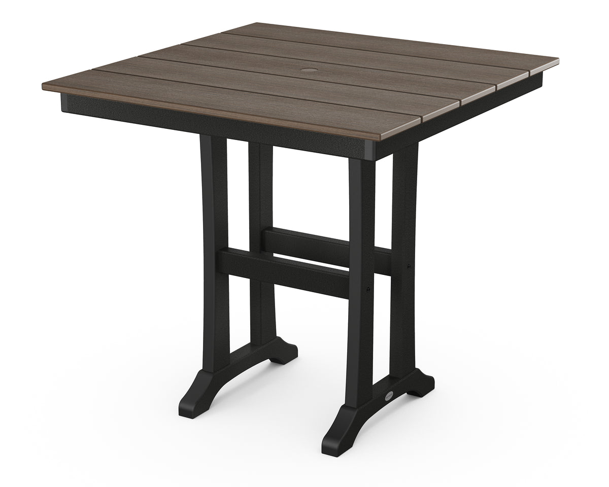 POLYWOOD Farmhouse Trestle 37" Counter Table in Black / Kona