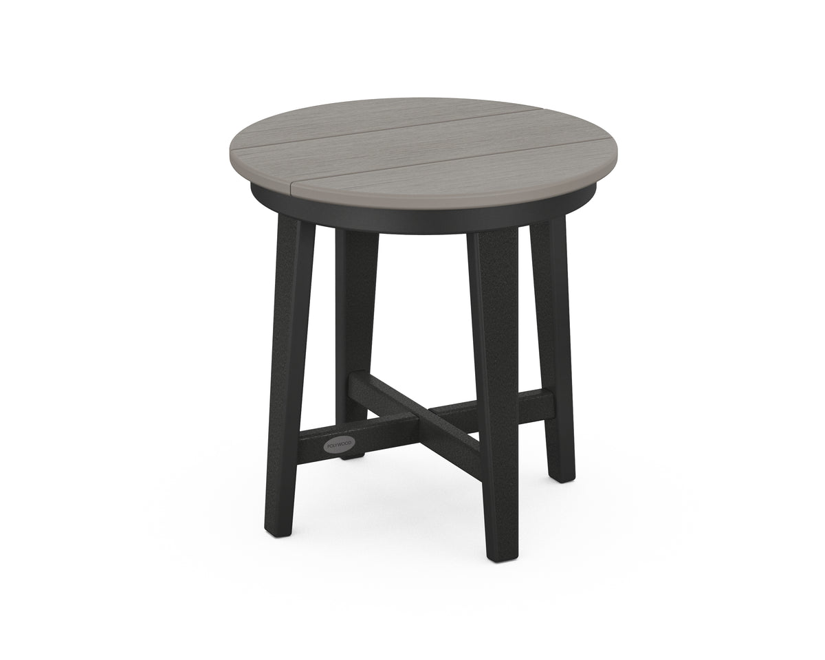 POLYWOOD Newport 19" Round End Table in Black / Driftwood