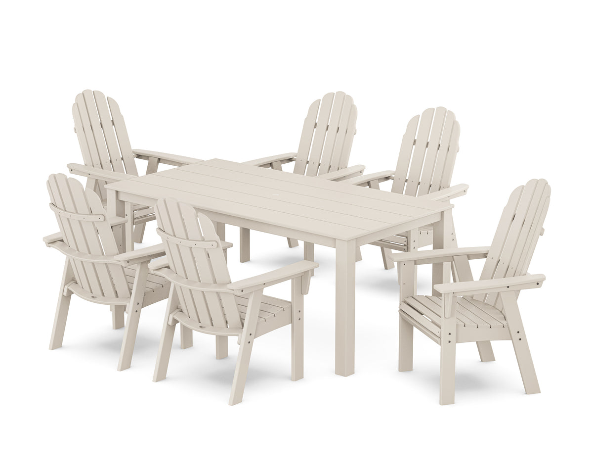 POLYWOOD Vineyard Curveback Adirondack 7-Piece Parsons Dining Set in Sand