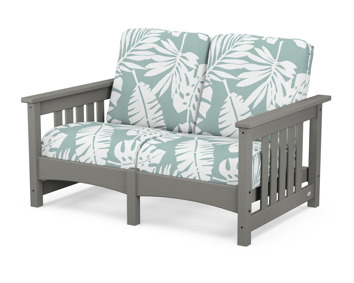 POLYWOOD Club Mission Loveseat in Slate Grey / Leaf Glacier Spa