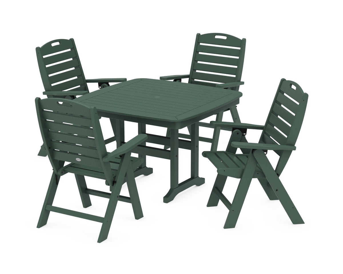 POLYWOOD Nautical Highback Chair 5-Piece Dining Set in Green