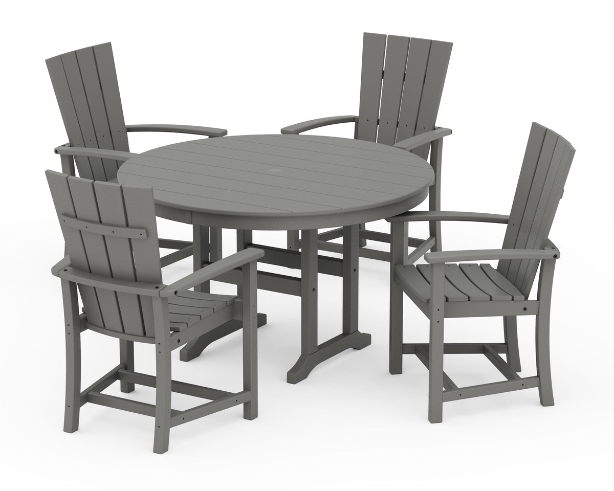 POLYWOOD Quattro 5-Piece Round Farmhouse Dining Set in Slate Grey
