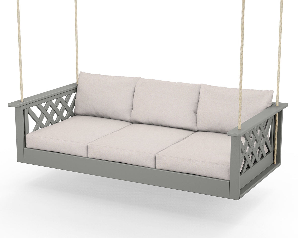 POLYWOOD Wovendale Daybed Swing in Slate Grey / Dune Burlap