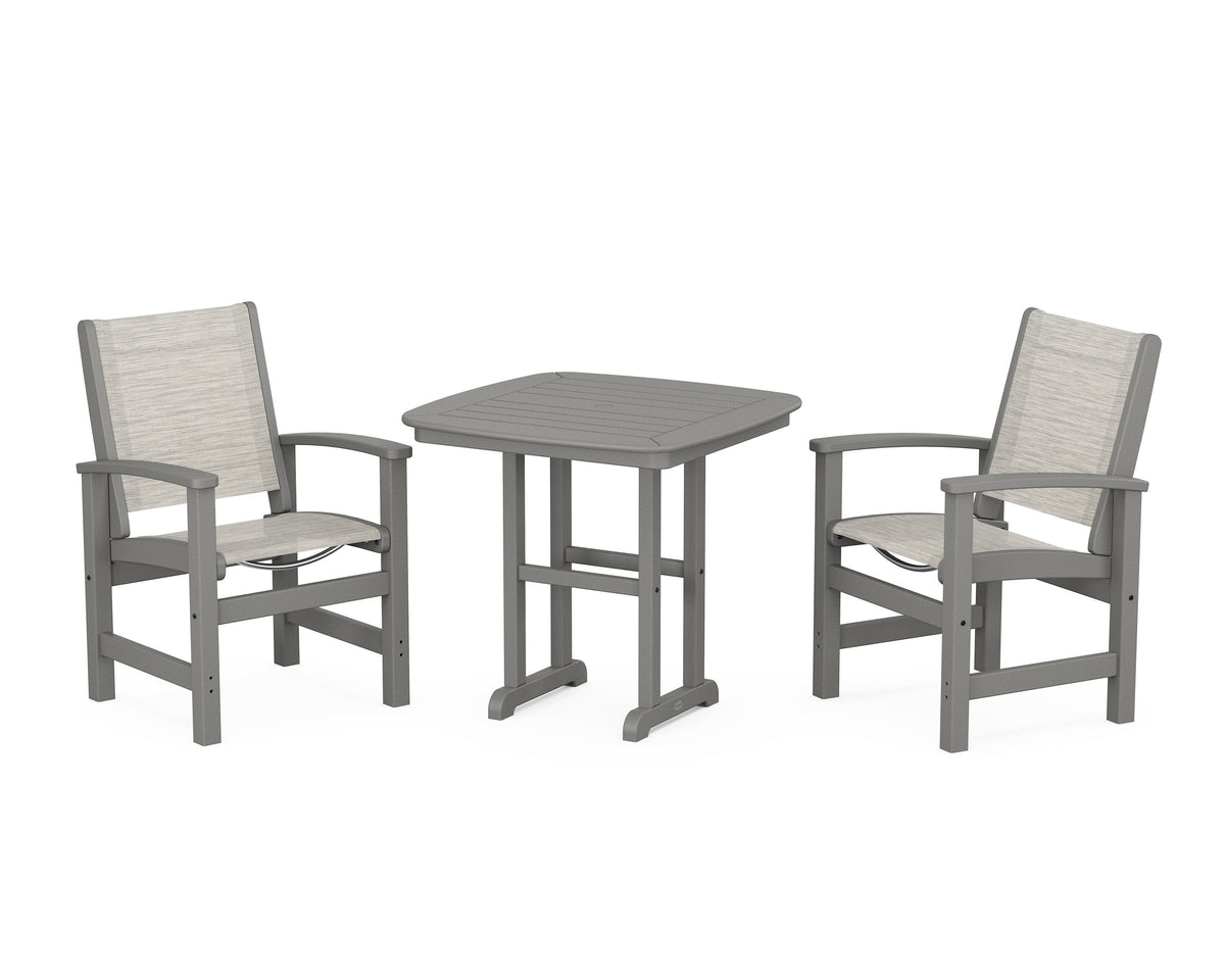 POLYWOOD Coastal 3-Piece Dining Set in Slate Grey / Birch