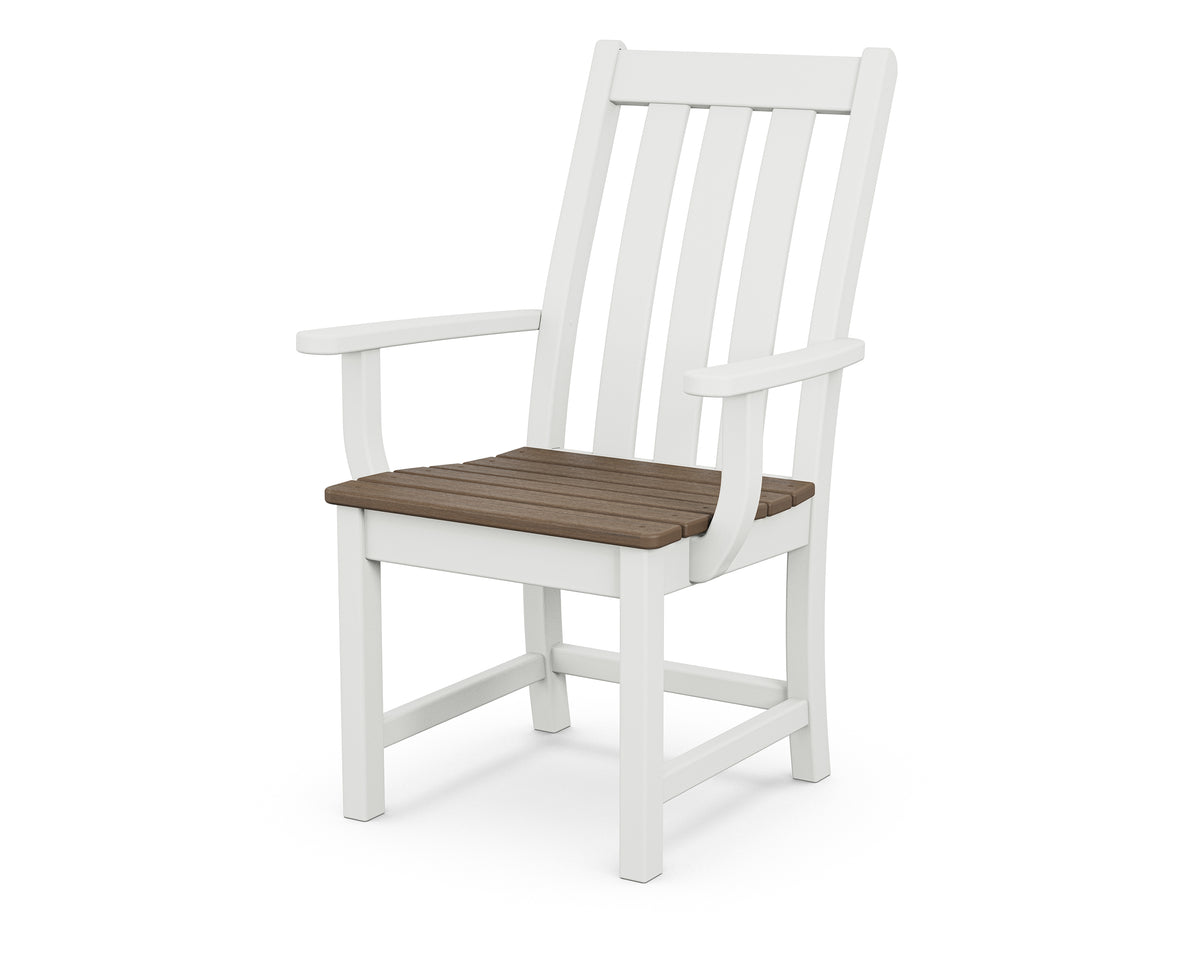 POLYWOOD Vineyard Dining Arm Chair in White / Kona