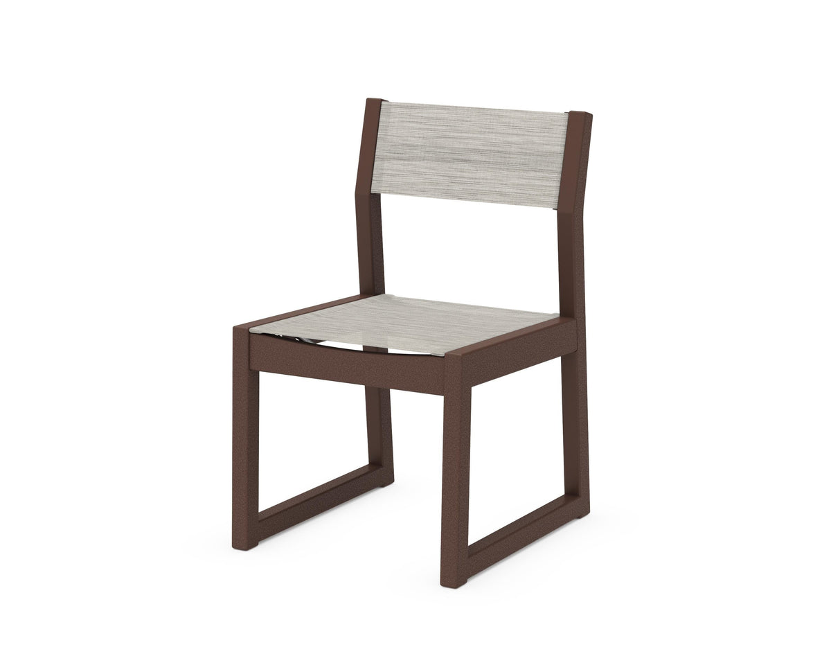 POLYWOOD EDGE Sling Dining Side Chair in Mahogany / Birch