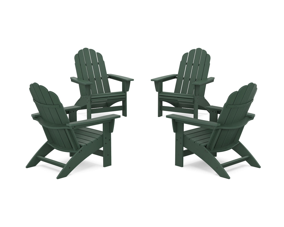 POLYWOOD 4-Piece Vineyard Grand Adirondack Chair Conversation Set in Green