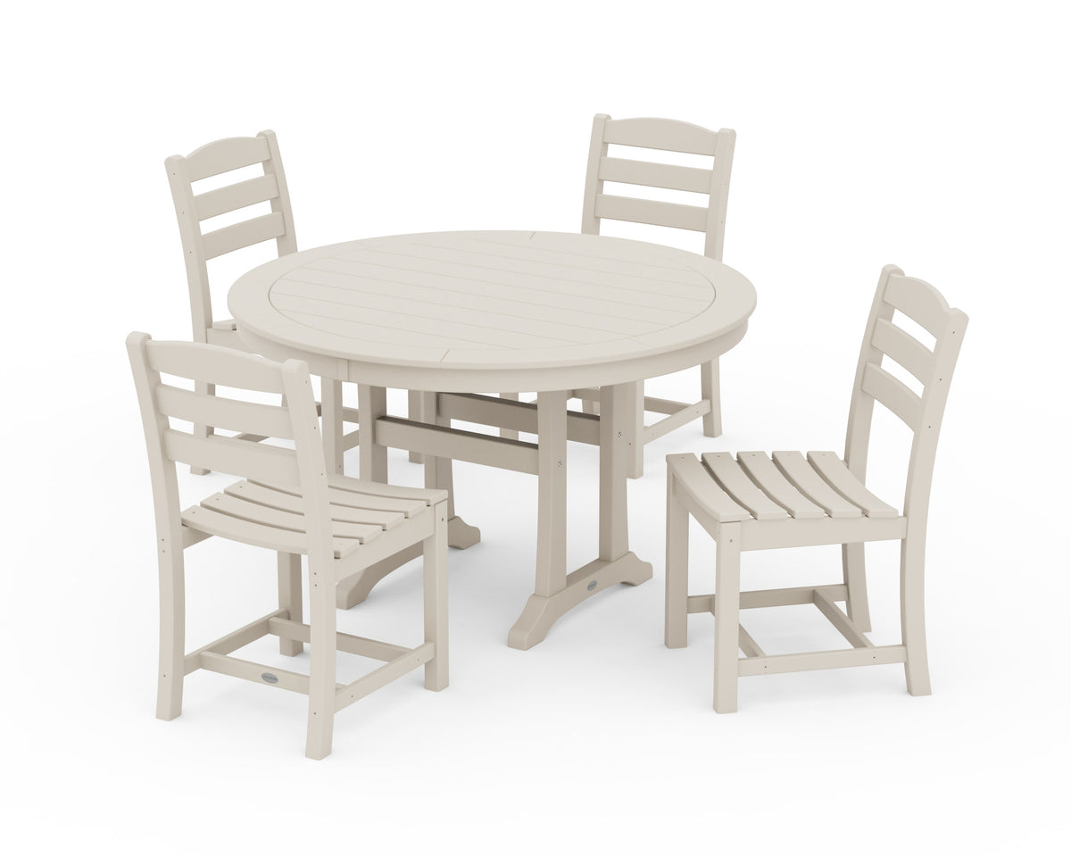 POLYWOOD La Casa Café 5-Piece Side Chair Dining Set - 48" Table in Sand