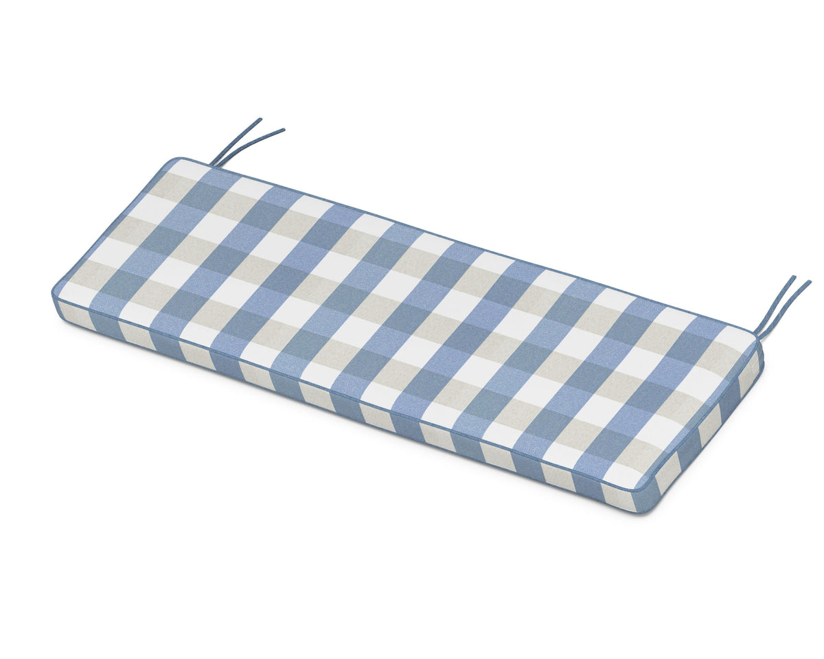 POLYWOOD Chinoiserie 60" Bench Seat Cushion in Buffalo Plaid Sky Blue