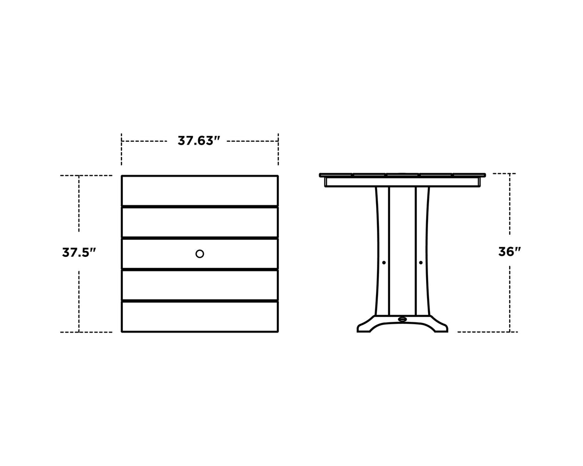 POLYWOOD Farmhouse Trestle 37" Counter Table dimensions