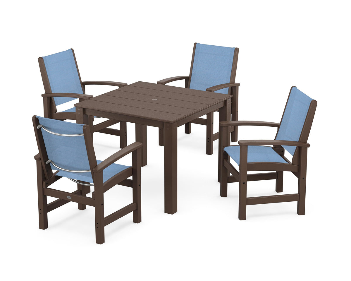 POLYWOOD Coastal 5-Piece Parsons Dining Set in Mahogany / Poolside