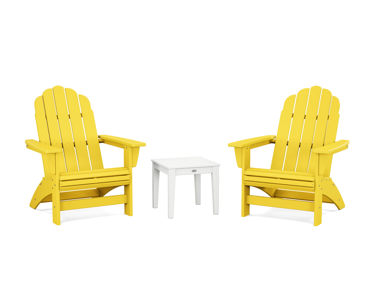 POLYWOOD 3-Piece Vineyard Grand Adirondack Set in Lemon / White