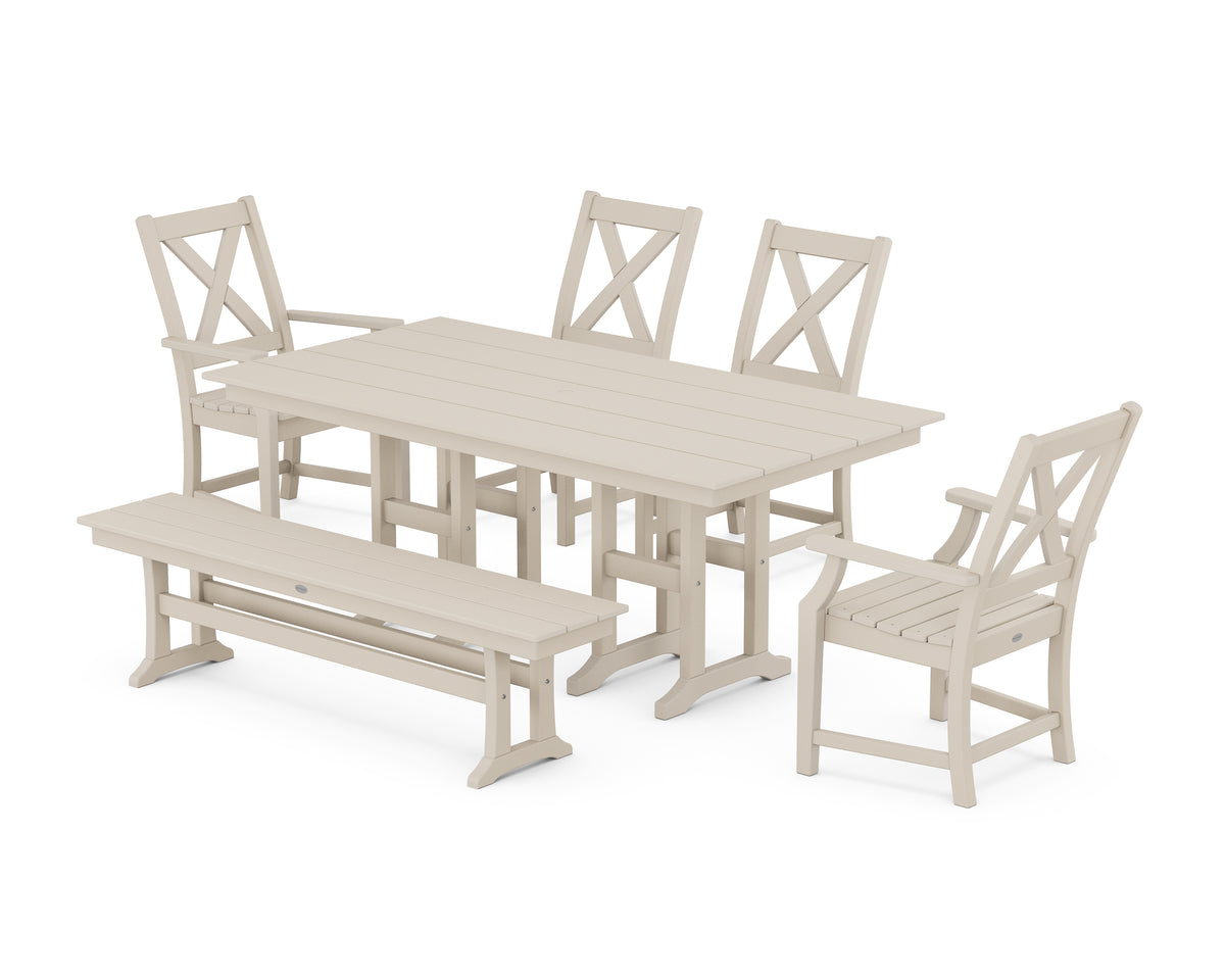 POLYWOOD Braxton 6-Piece Farmhouse Dining Set in Sand