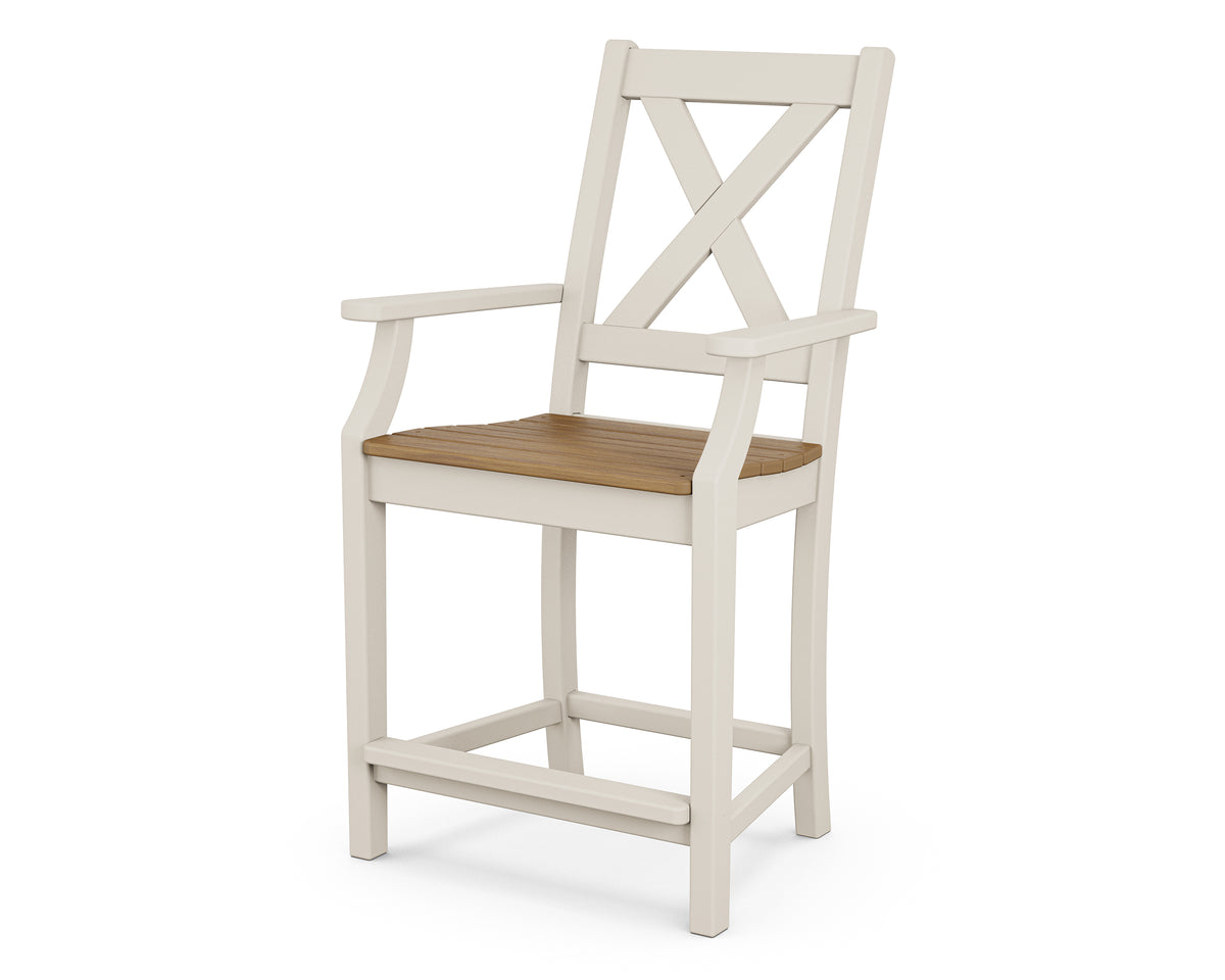 POLYWOOD Braxton Counter Arm Chair in Sand / Natural