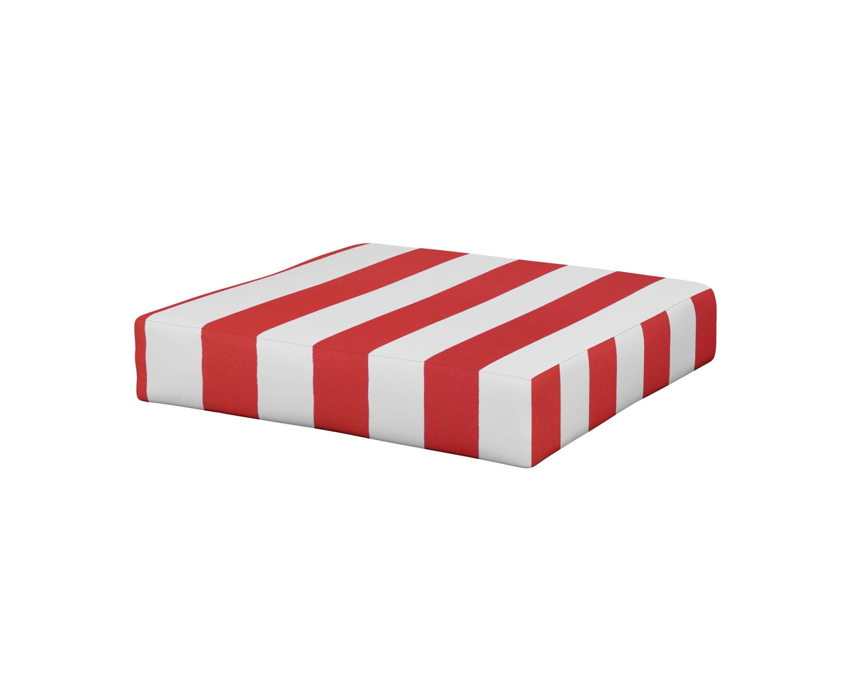 POLYWOOD Prescott Ottoman Cushion in Cabana Stripe Crimson