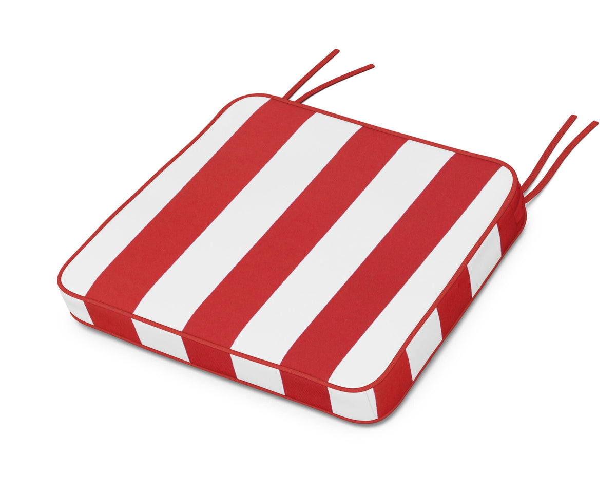 POLYWOOD Chinoiserie Arm Chair Seat Cushion in Cabana Stripe Crimson