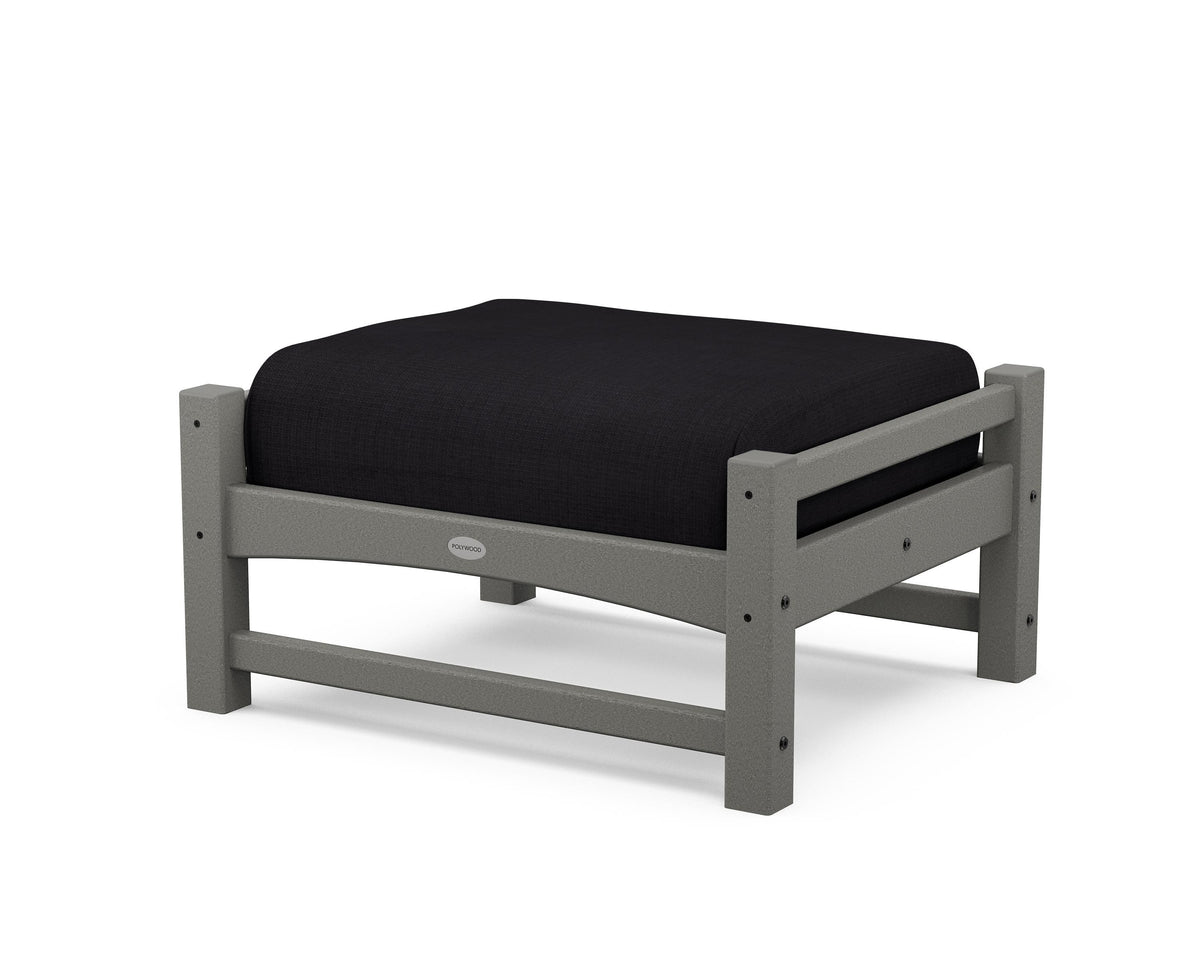POLYWOOD Club Ottoman in Slate Grey / Midnight Linen