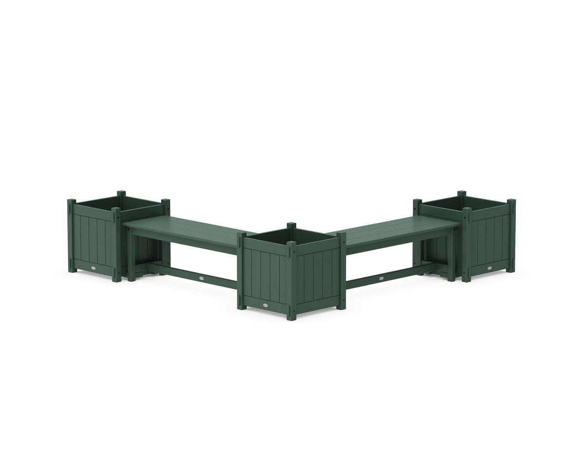 POLYWOOD 48" Vineyard L-Shaped Planter Bench Corner Set - Large in Green