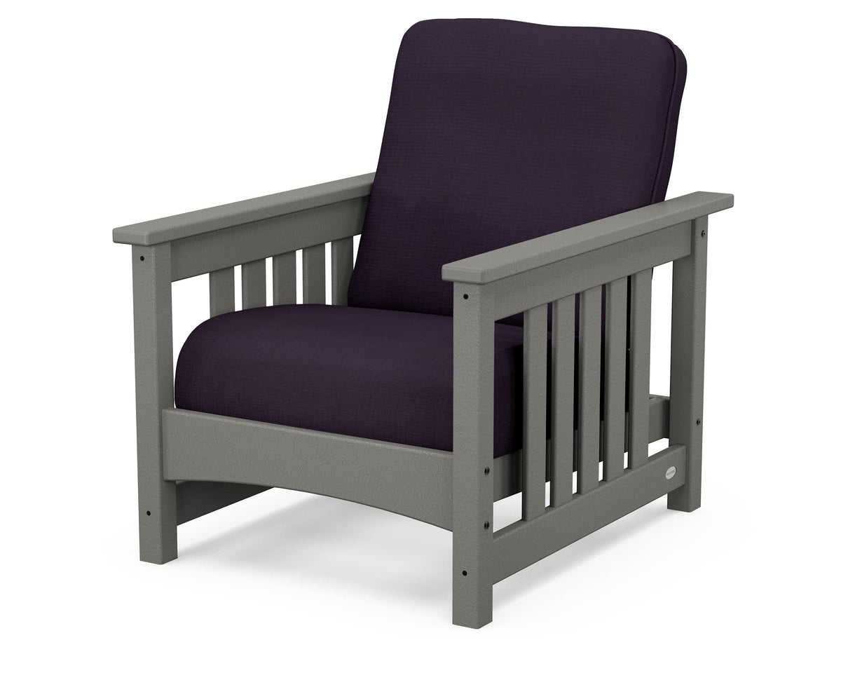POLYWOOD Club Mission Chair in Slate Grey / Navy Linen