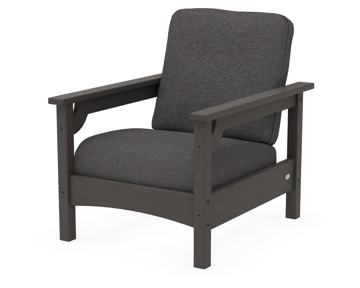 POLYWOOD Club Chair in Vintage Coffee / Ash Charcoal