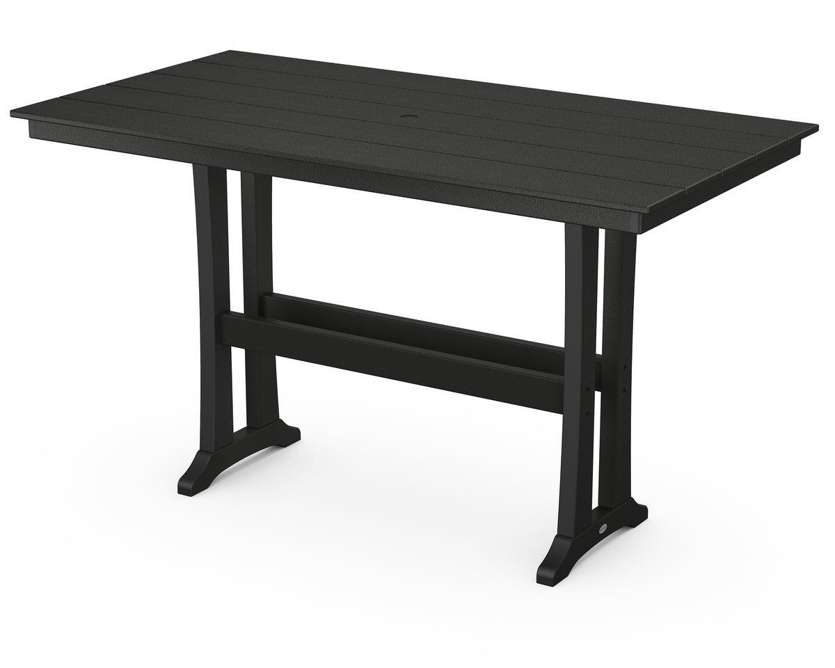 POLYWOOD Farmhouse Trestle 37" x 72" Bar Table in Black