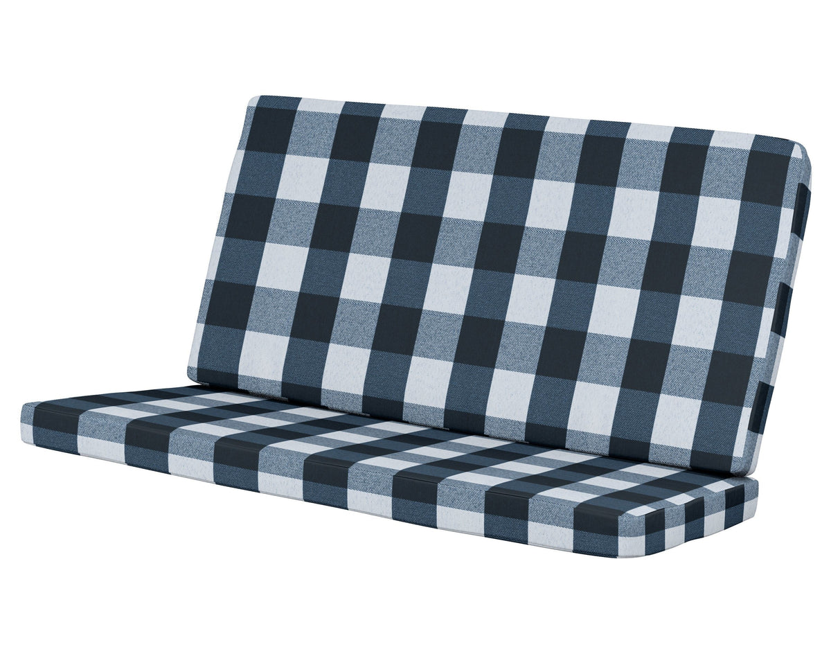 POLYWOOD Modern Loveseat Cushion in Buffalo Plaid Marine Indigo