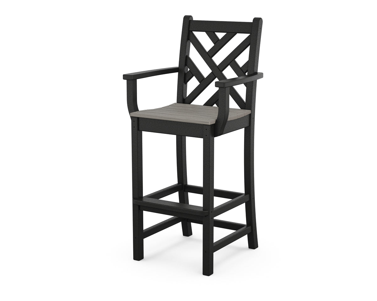 POLYWOOD Chippendale Bar Arm Chair in Black / Driftwood