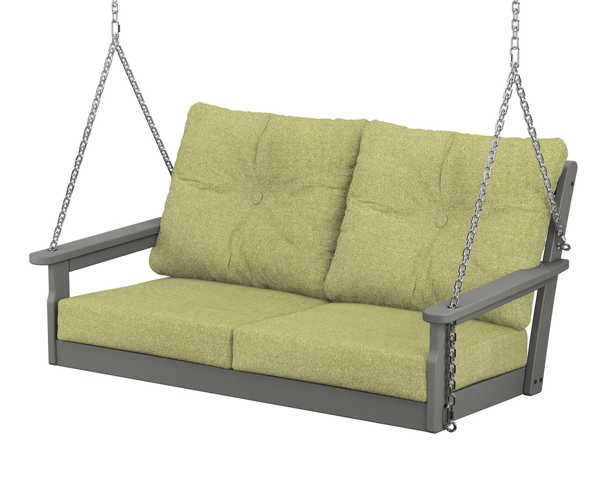 POLYWOOD Vineyard Deep Seating Swing in Slate Grey / Chartreuse Boucle